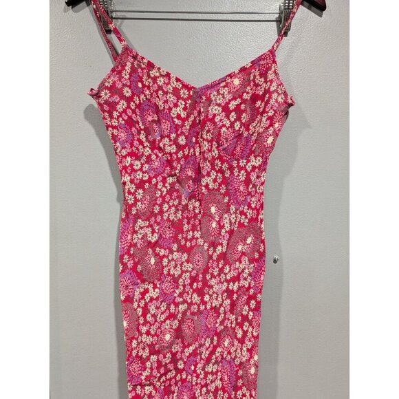 Vintage MONSOON Strappy Ditzy Floral Print Pink Midi Dress Y2K Women's Sz 6 - Picture 4 of 16